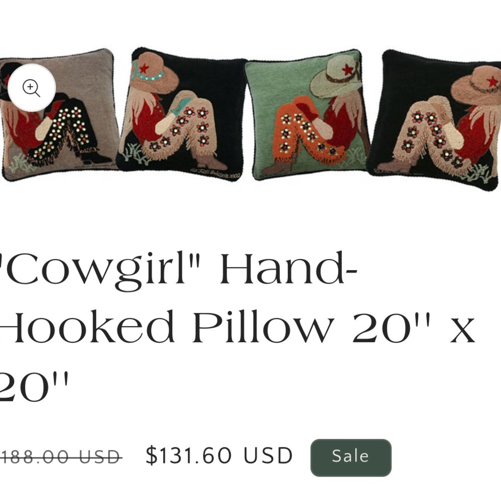 Home Collection Cowgirl Hand-Hooked Accent Pillows - Black, Green, Tan